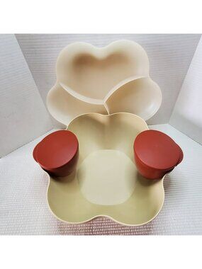 Tupperware Open House Chip N Dip Party Serving Bowl Set Latte Cinnamon Beige